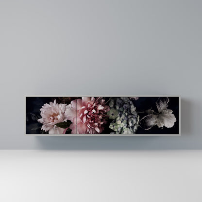 PURE BLOSSOM 3-dörrars TV-bänk i grå finish