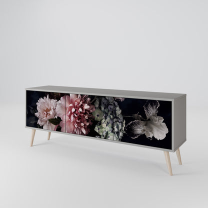 PURE BLOSSOM 3-dörrars TV-bänk i grå finish