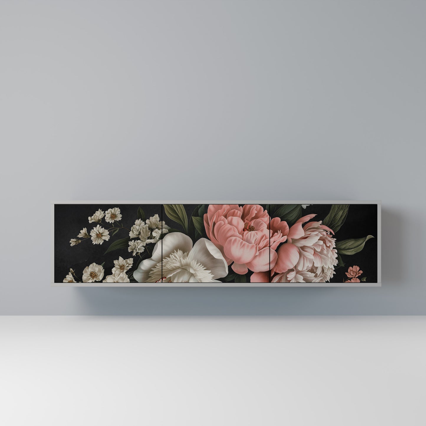 LUSH ELEGANCE 3-dörrars TV-bänk i grå finish