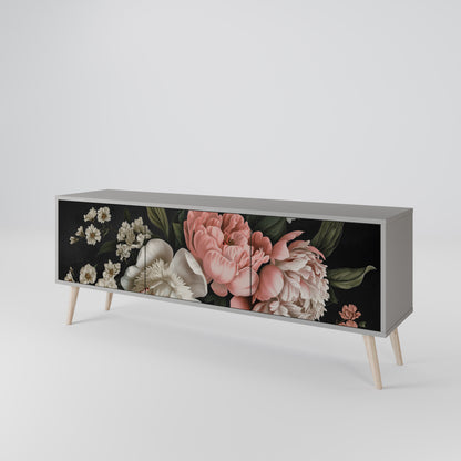 LUSH ELEGANCE 3-dörrars TV-bänk i grå finish