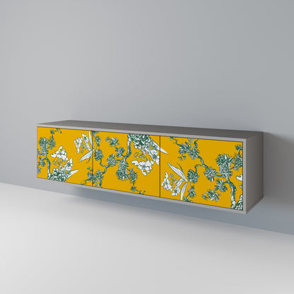 YELLOW CHINOISERIE TV-bänk med 3 dörrar
