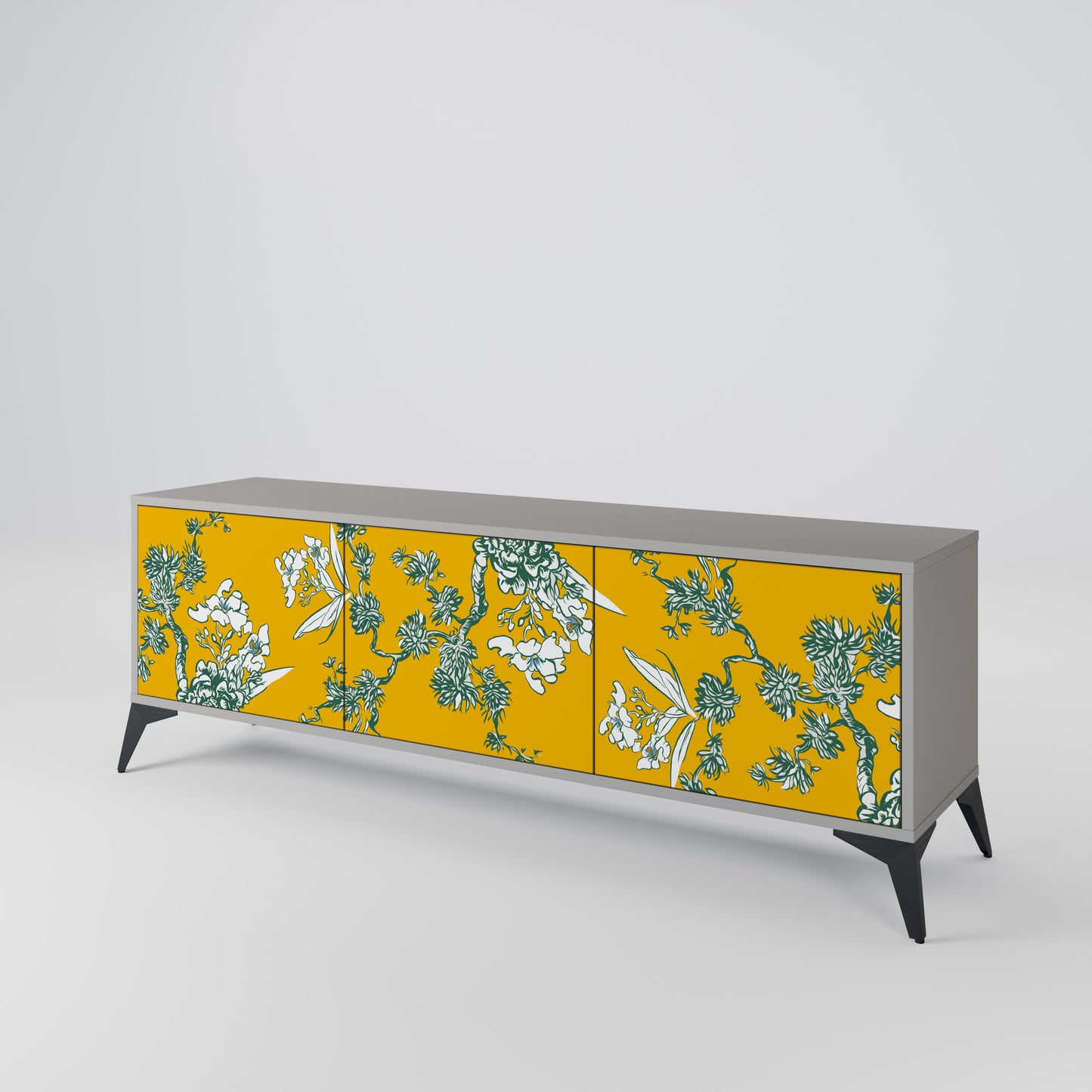 YELLOW CHINOISERIE TV-bänk med 3 dörrar