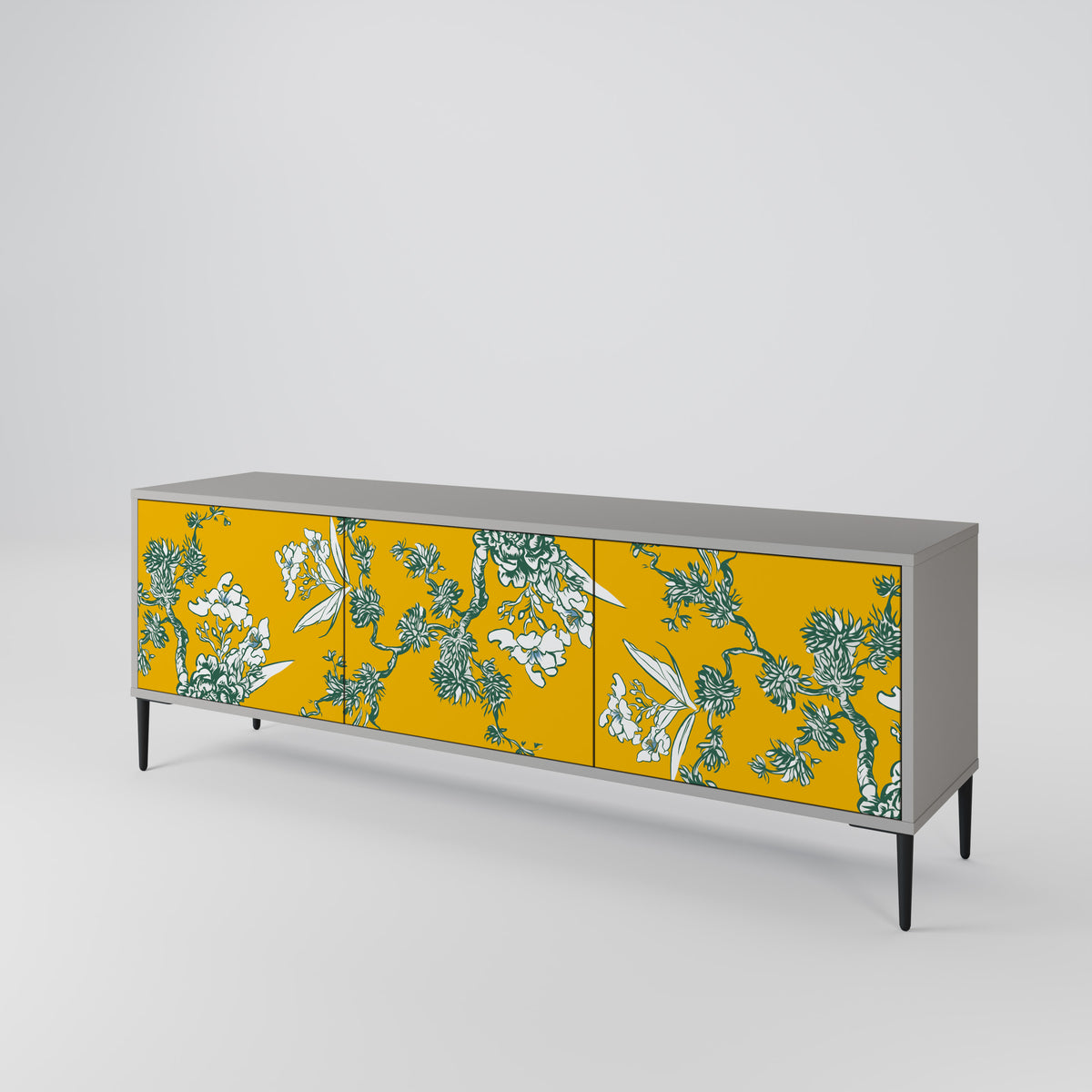 YELLOW CHINOISERIE TV-bänk med 3 dörrar