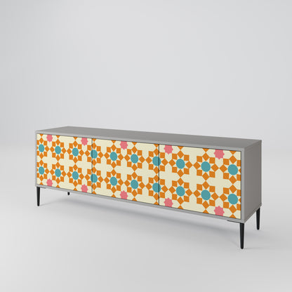 BLOMMAD DECOR 3-dörrars TV-bänk i grå finish