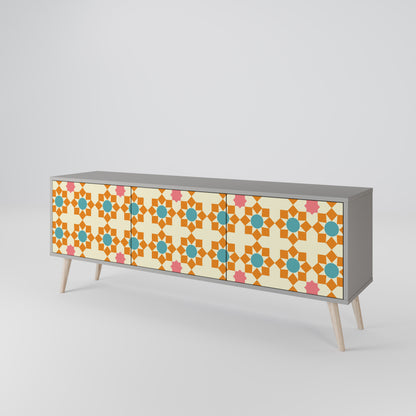 BLOMMAD DECOR 3-dörrars TV-bänk i grå finish