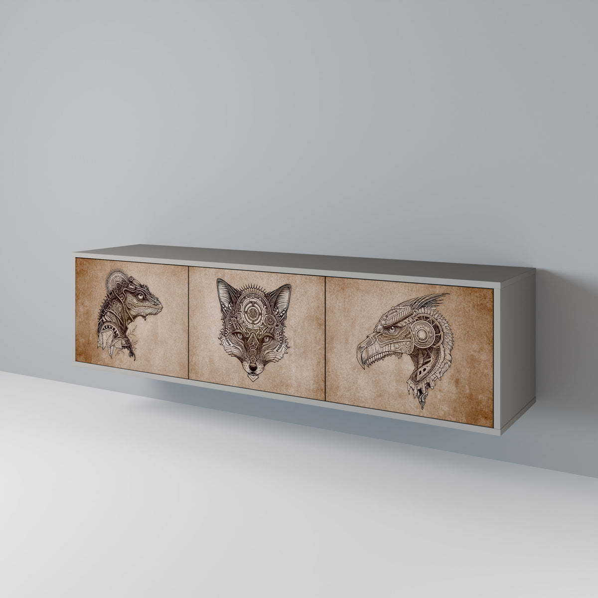 STEAMPUNK CLAN TV-bänk med 3 dörrar