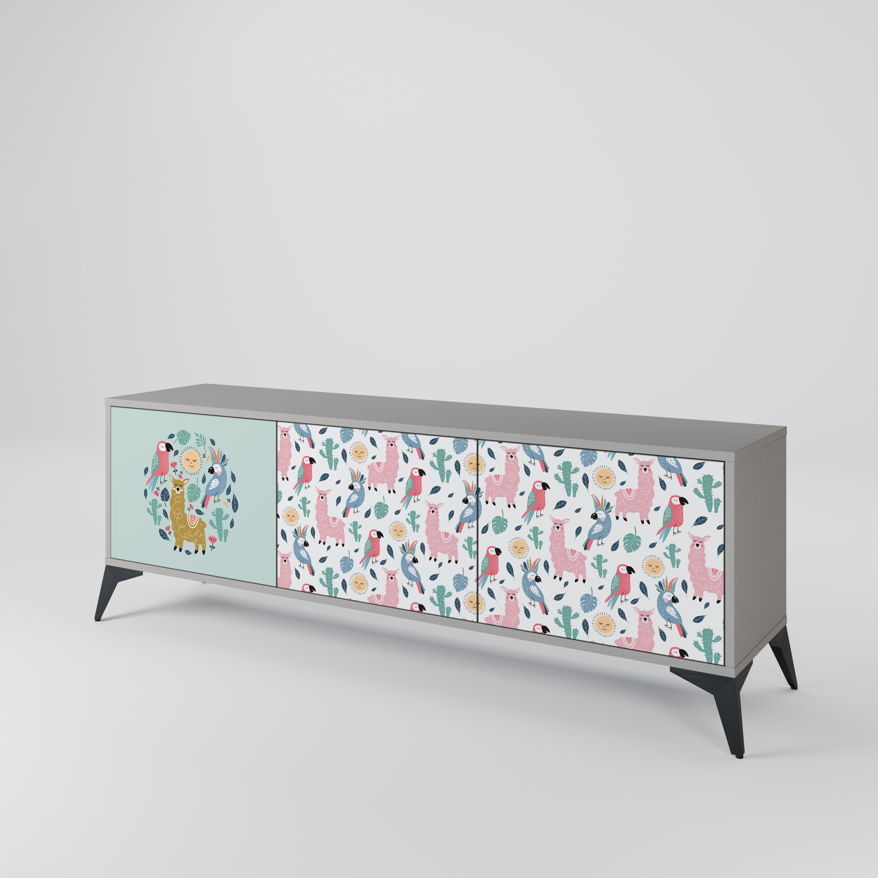 COLORFUL ALPACAS 3-Door TV Cabinet