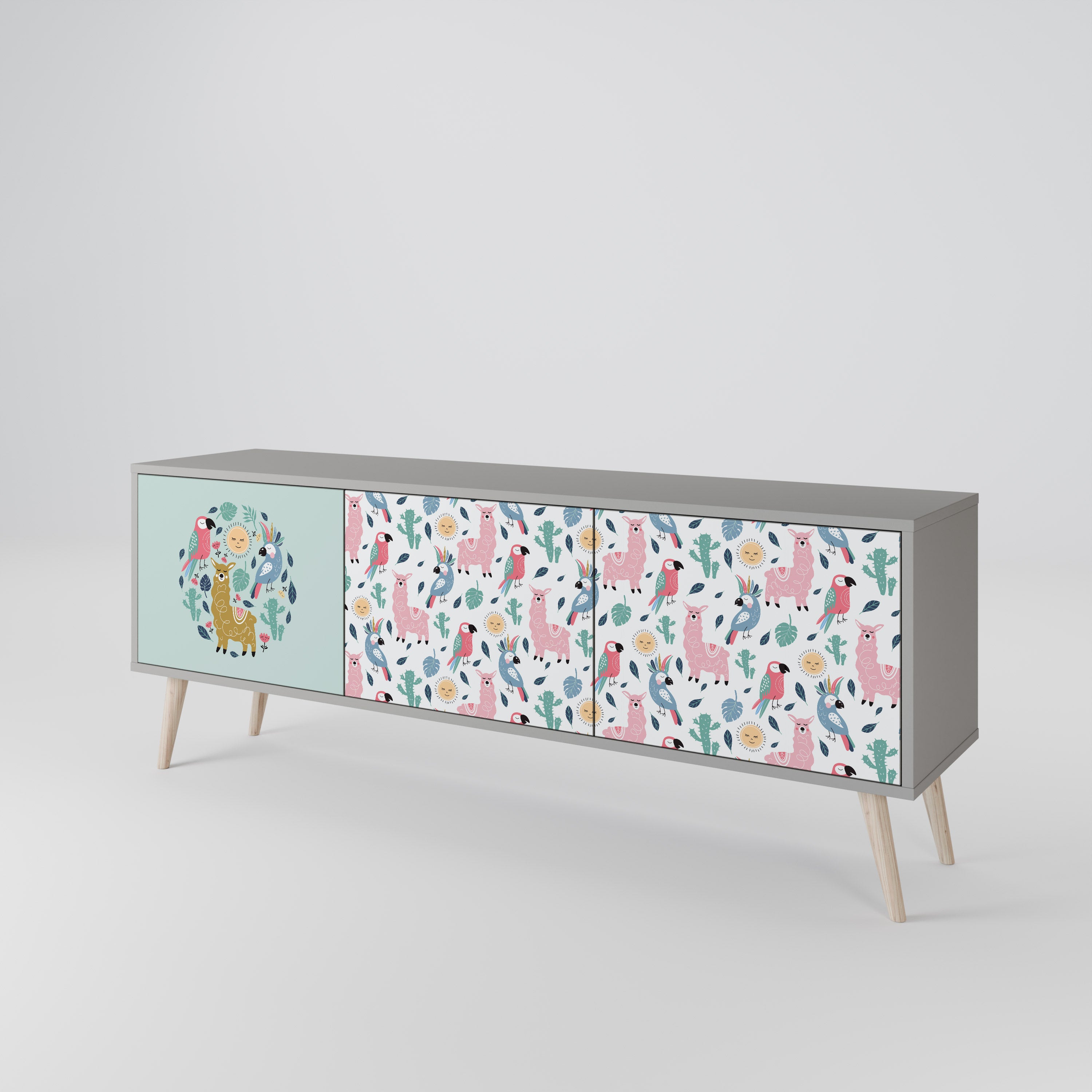 COLORFUL ALPACAS 3-Door TV Cabinet