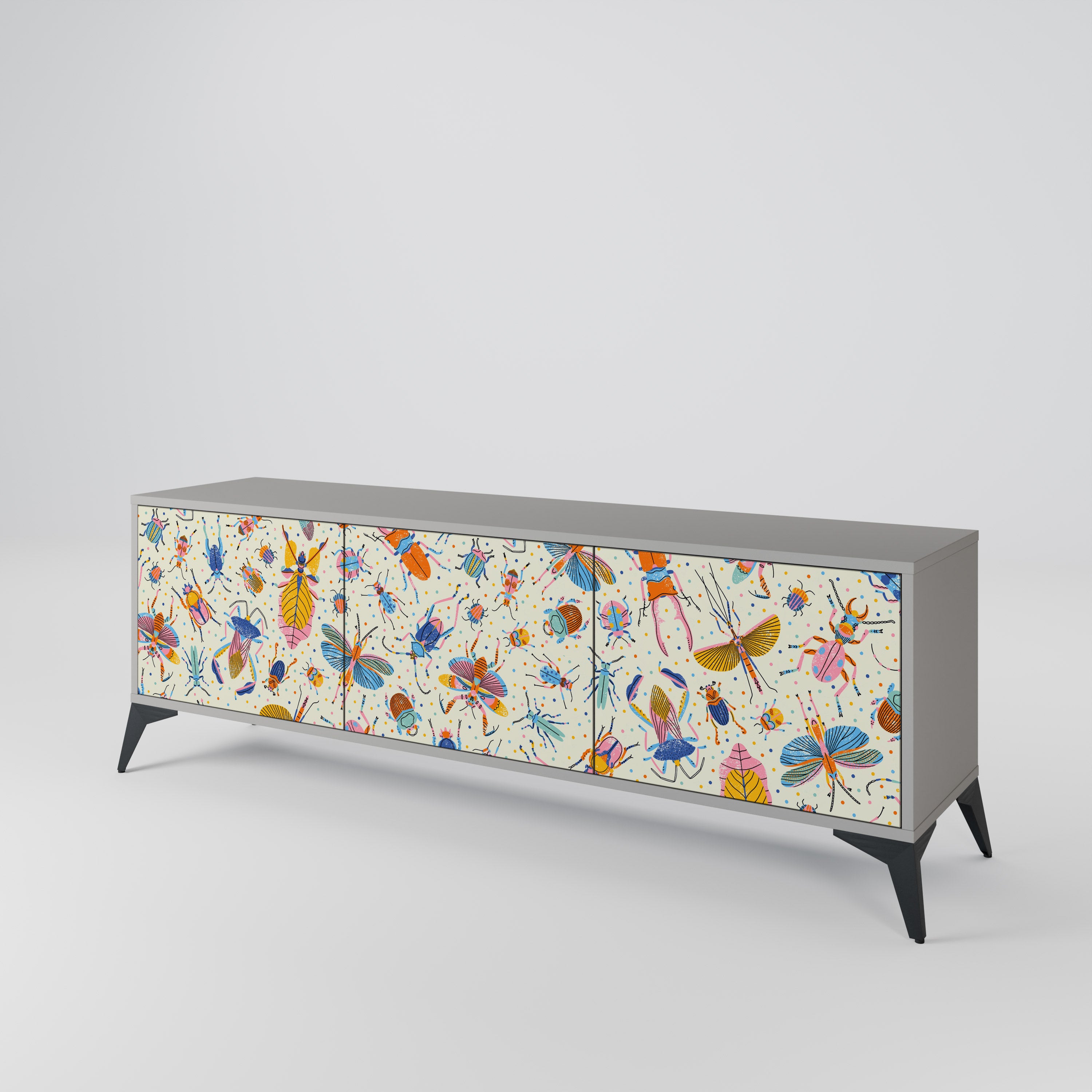 COLORFUL INSECTS 3-Door TV Cabinet