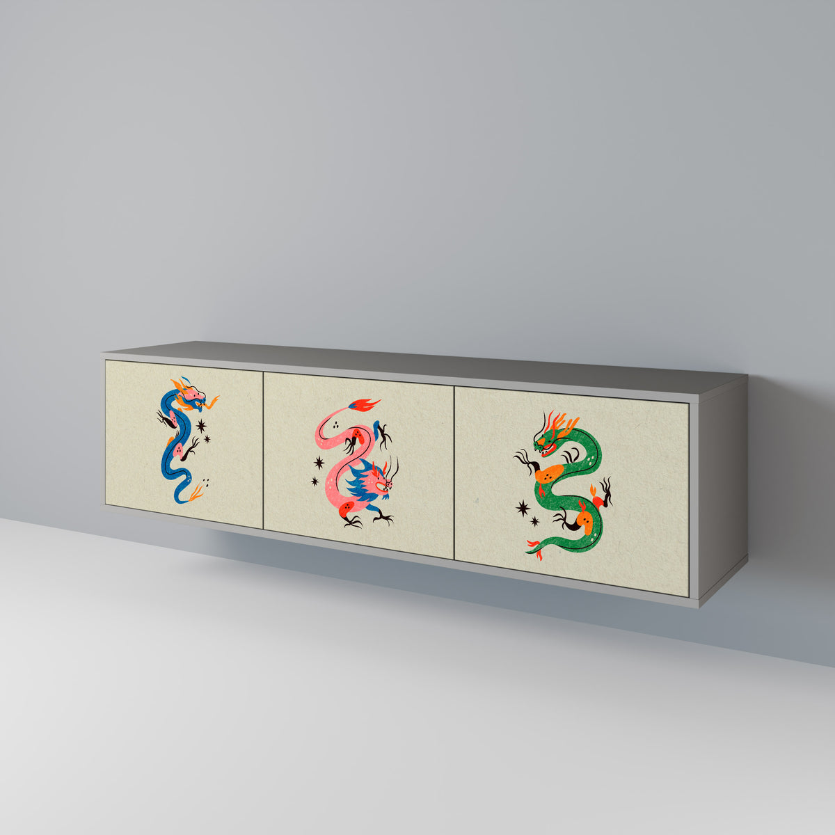 MYTHOLOGICAL CREATURES TV-bänk med 3 dörrar