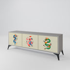 MYTOLOGISKA VARELSER 3-dörrars TV-bänk i grå finish