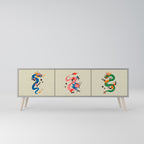 MYTOLOGISKA VARELSER 3-dörrars TV-bänk i grå finish