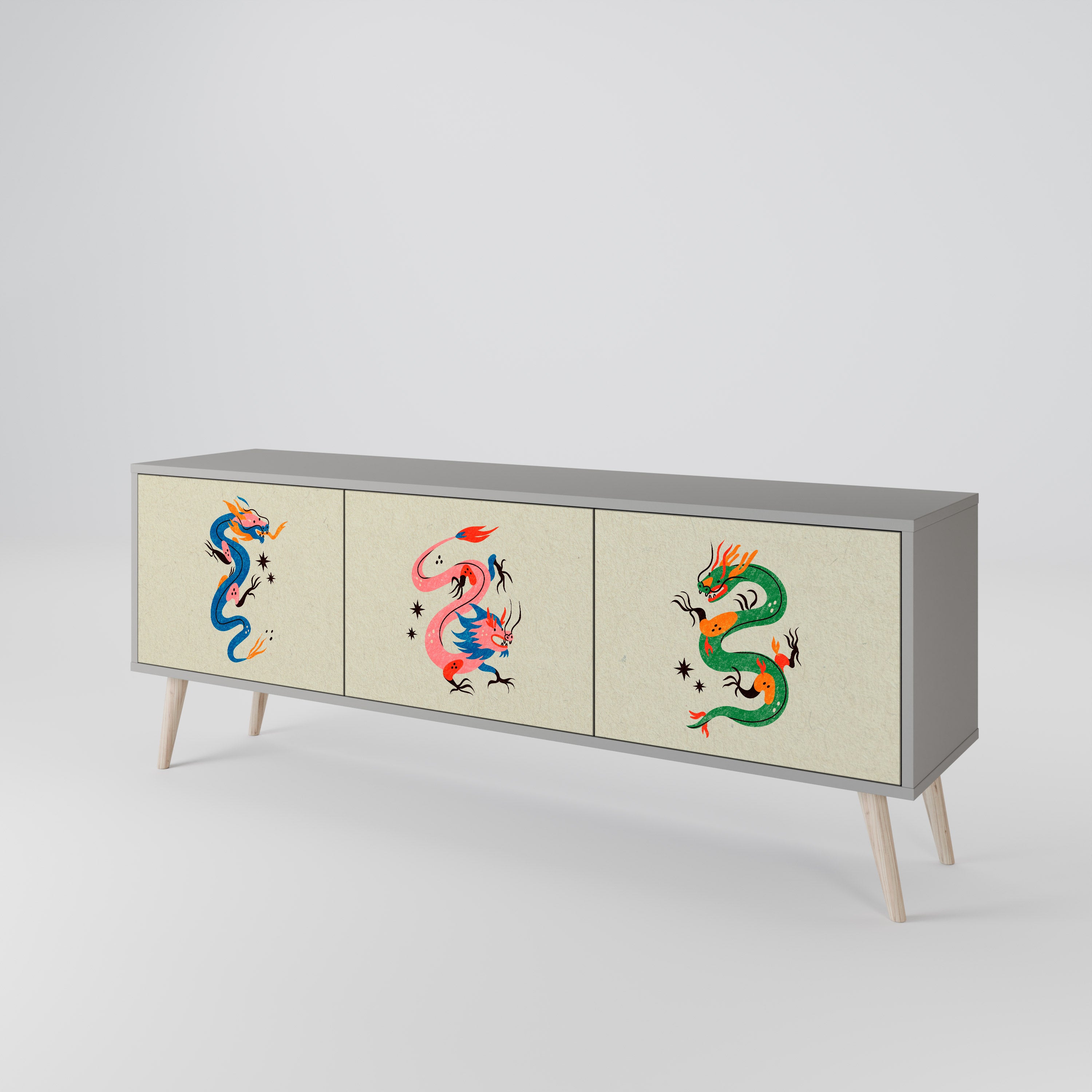 MYTHOLOGICAL CREATURES 3-Door TV Cabinet