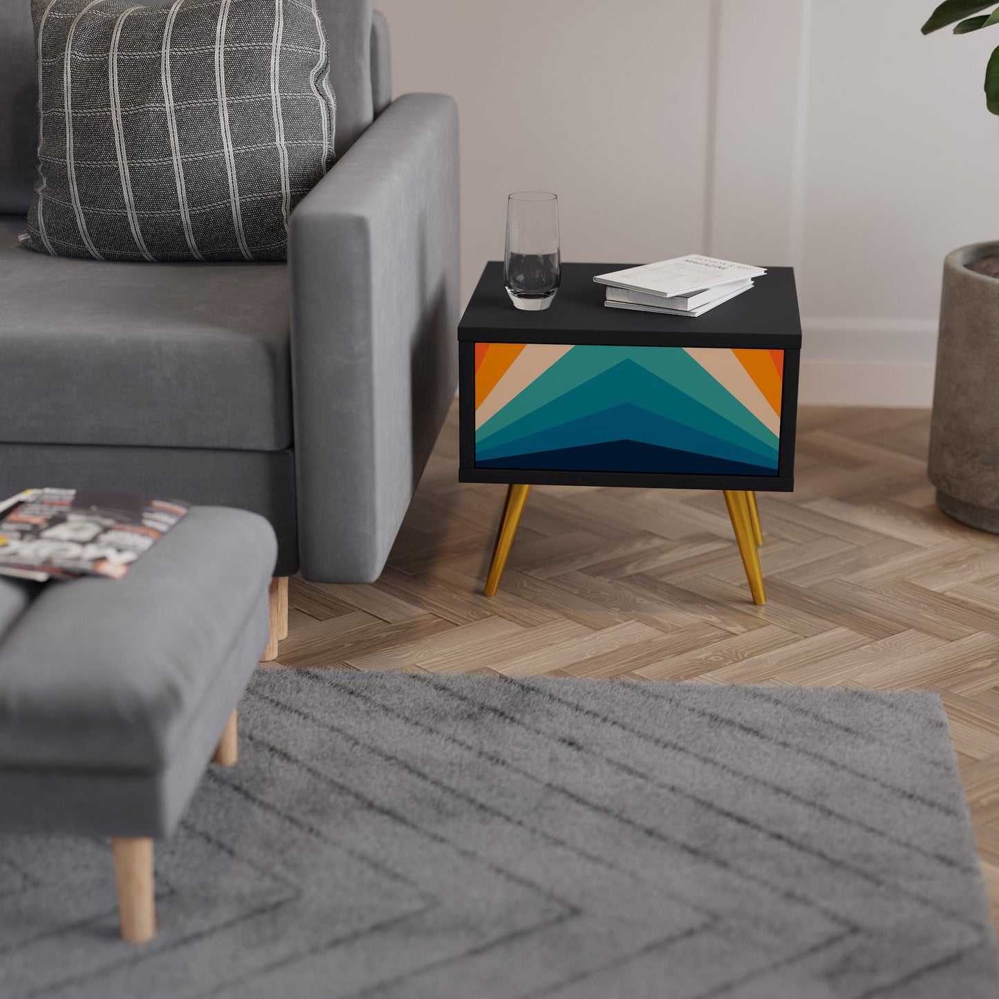 PRISM CONCUSSION Nattduksbord i svart finish