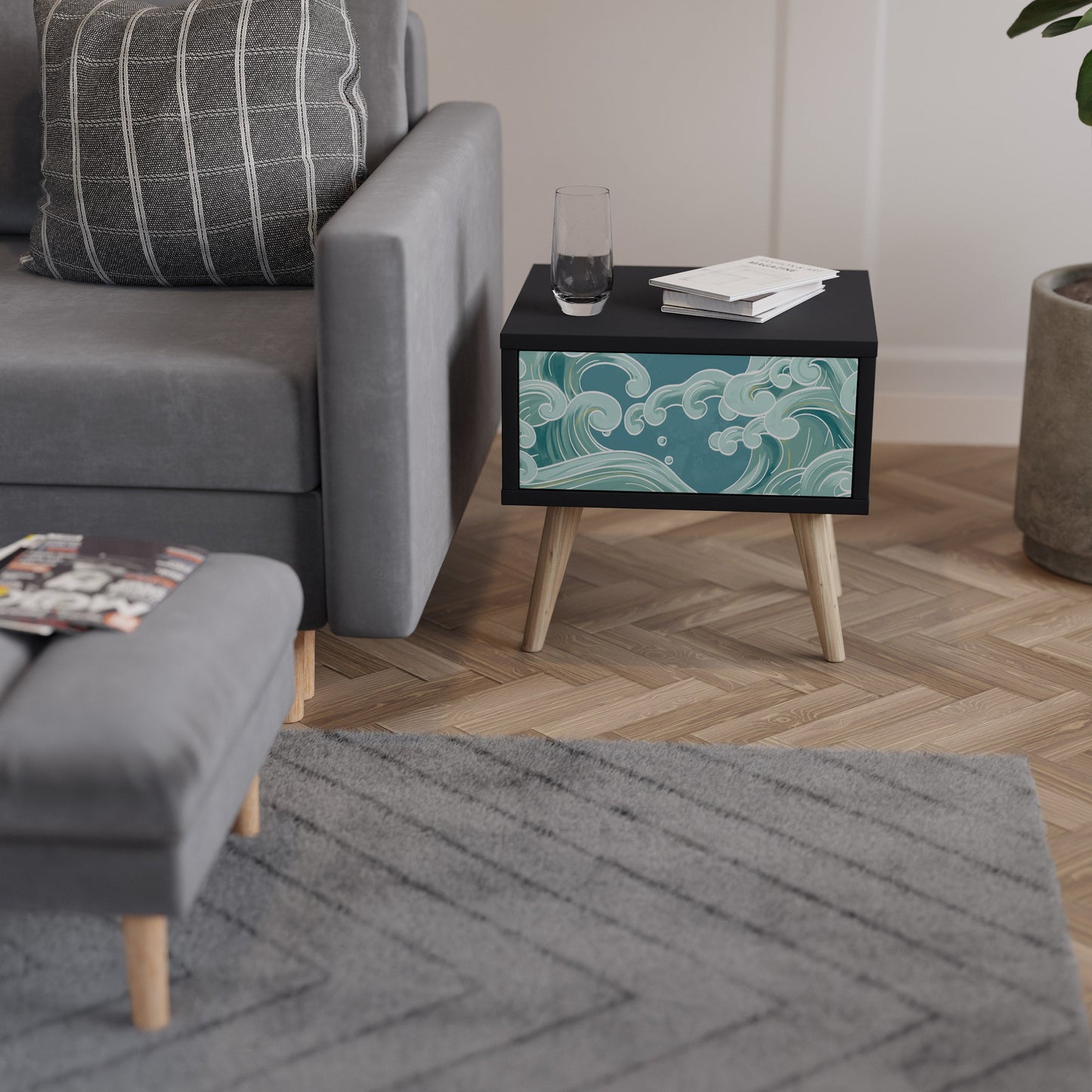 ASIAN SWAY nattduksbord i svart finish