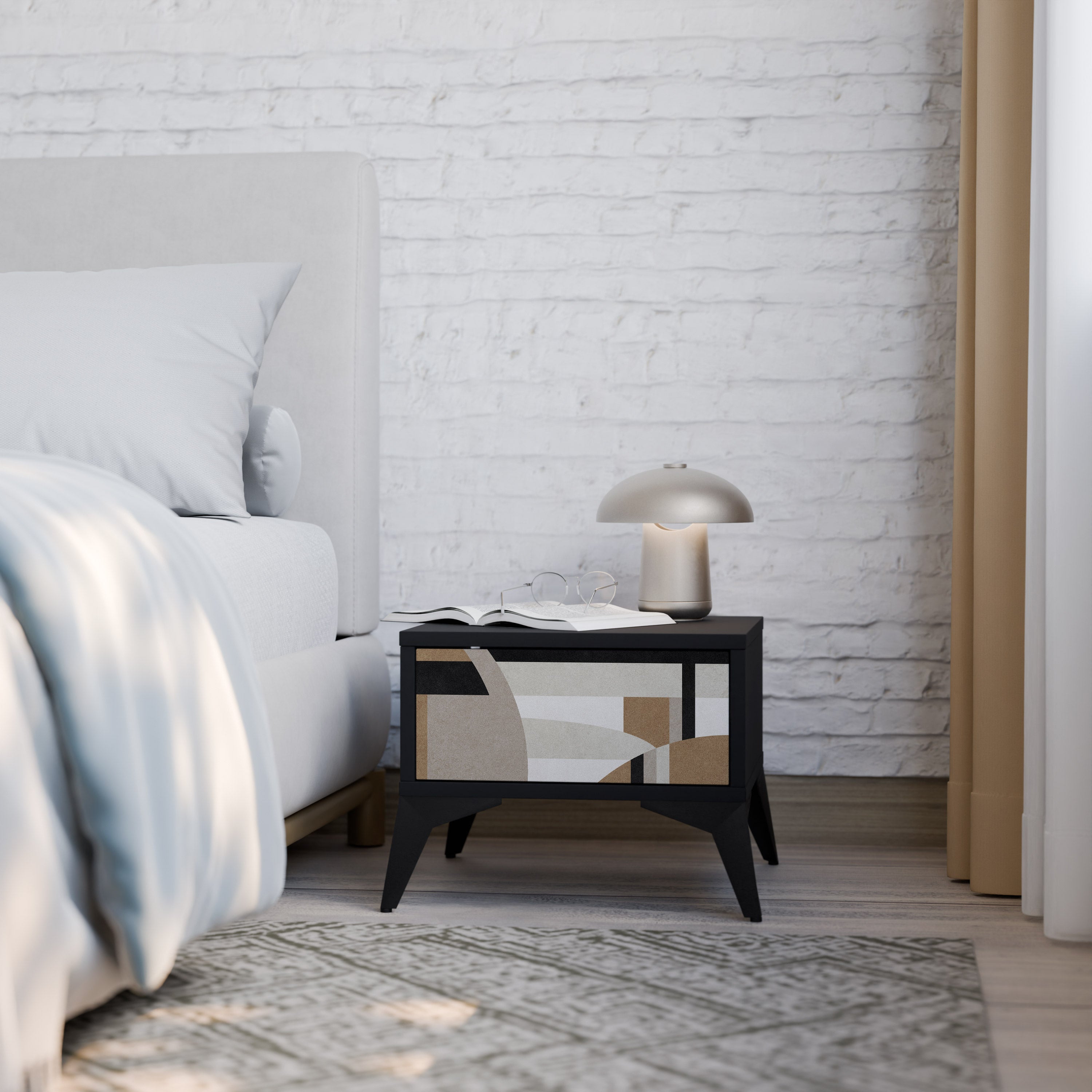 DELICATE MEMMENTO Nattduksbord i svart finish