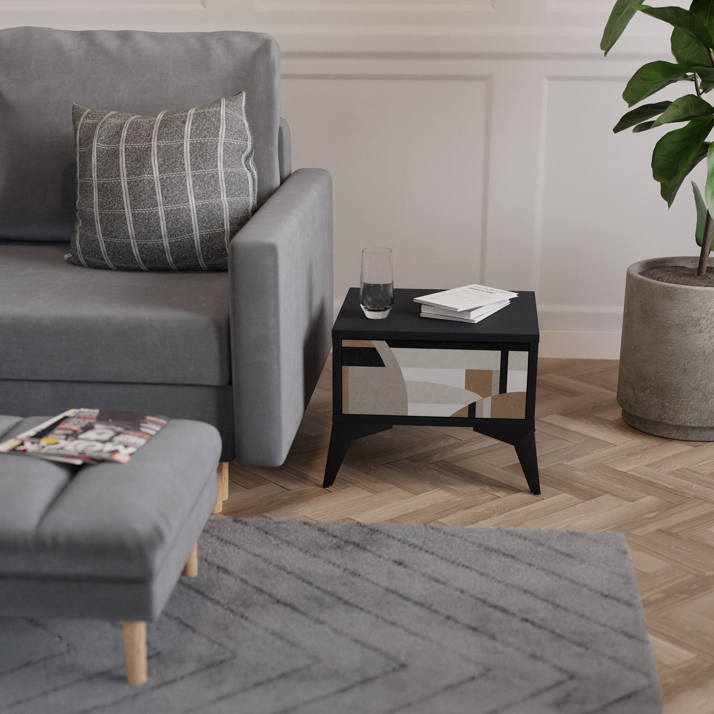DELICATE MEMMENTO Nattduksbord i svart finish