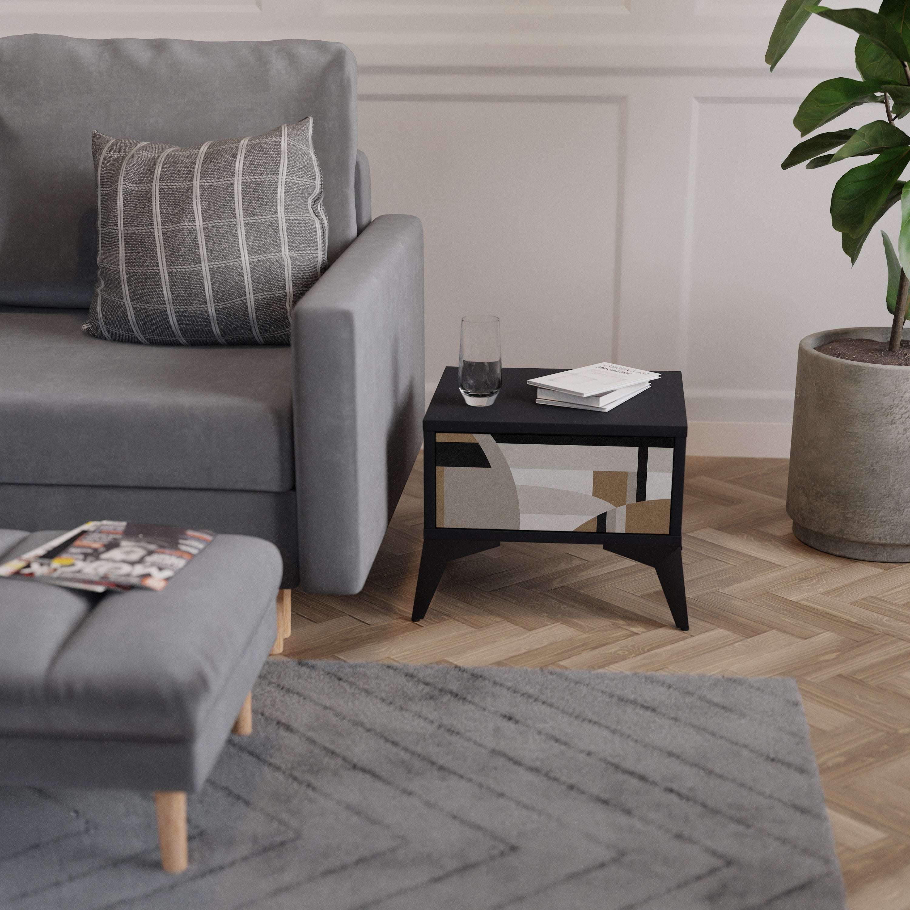 DELICATE MEMMENTO Nattduksbord i svart finish