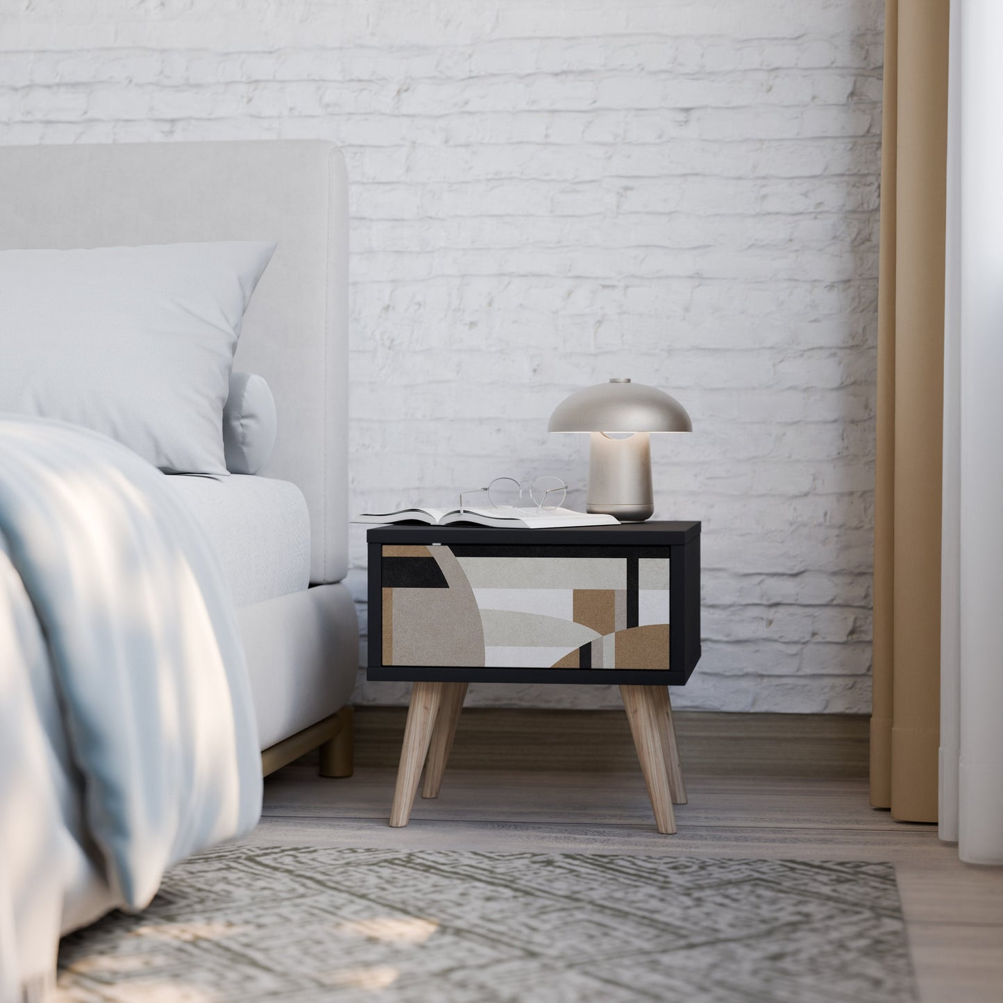 DELICATE MEMMENTO Nattduksbord i svart finish