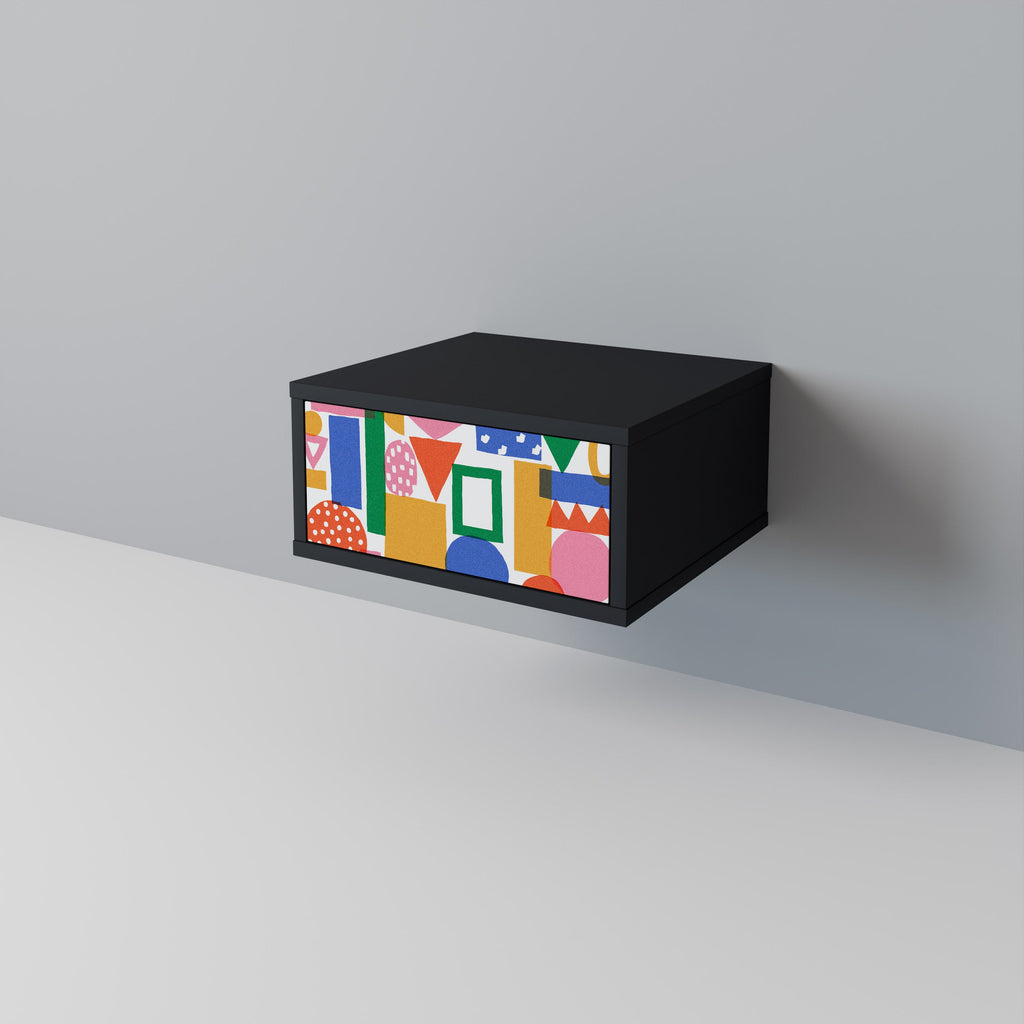 GEOMETRISK GLIMMER Nattduksbord i svart finish