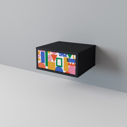 GEOMETRISK GLIMMER Nattduksbord i svart finish