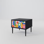 GEOMETRIC GLIMMER Nightstand in Black Finish