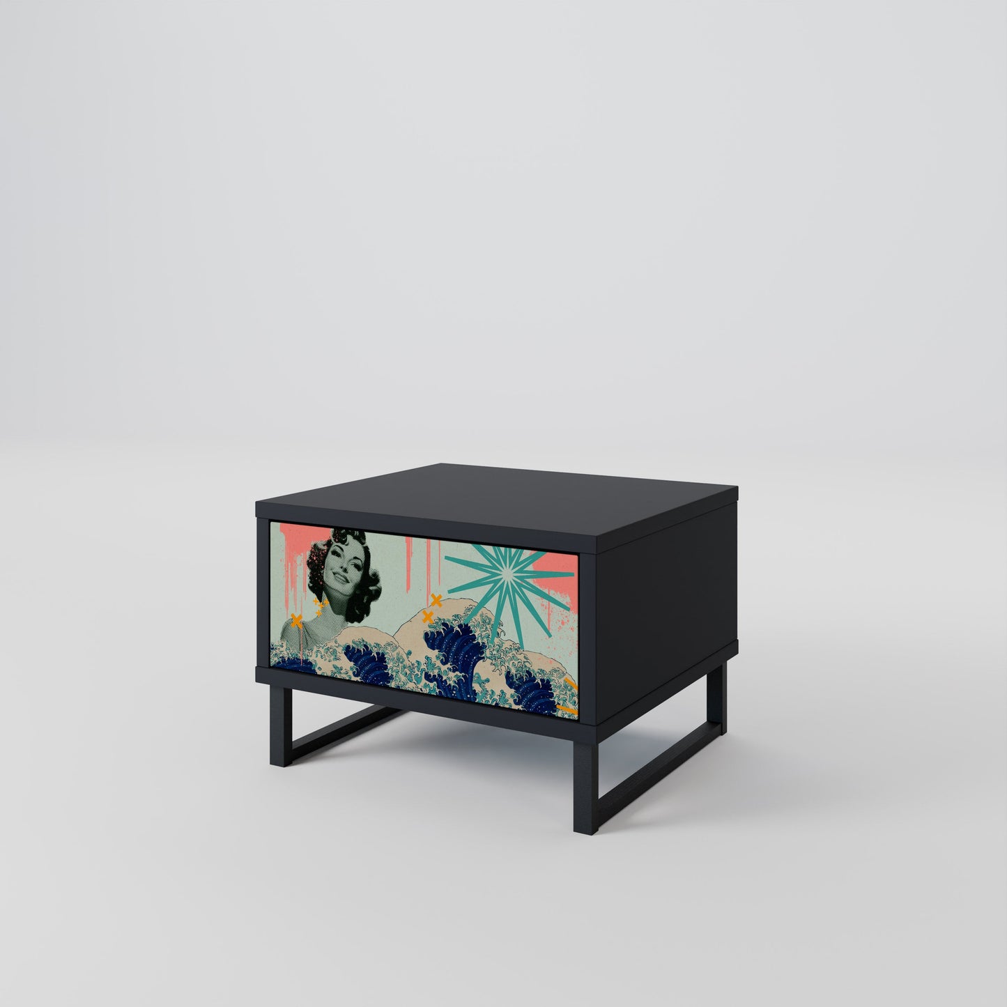 KANAGAWA BEAUTY Nattduksbord i svart finish