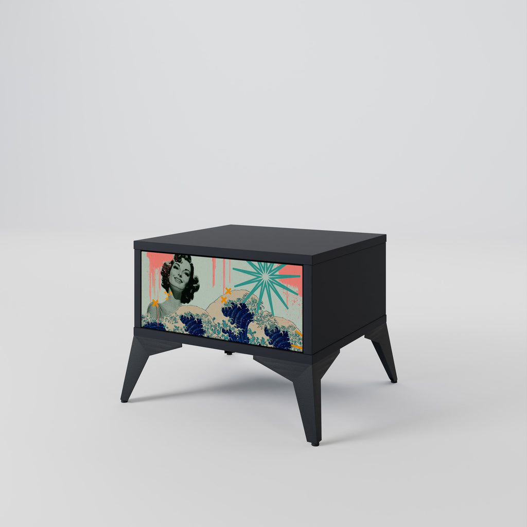 KANAGAWA BEAUTY Nattduksbord i svart finish