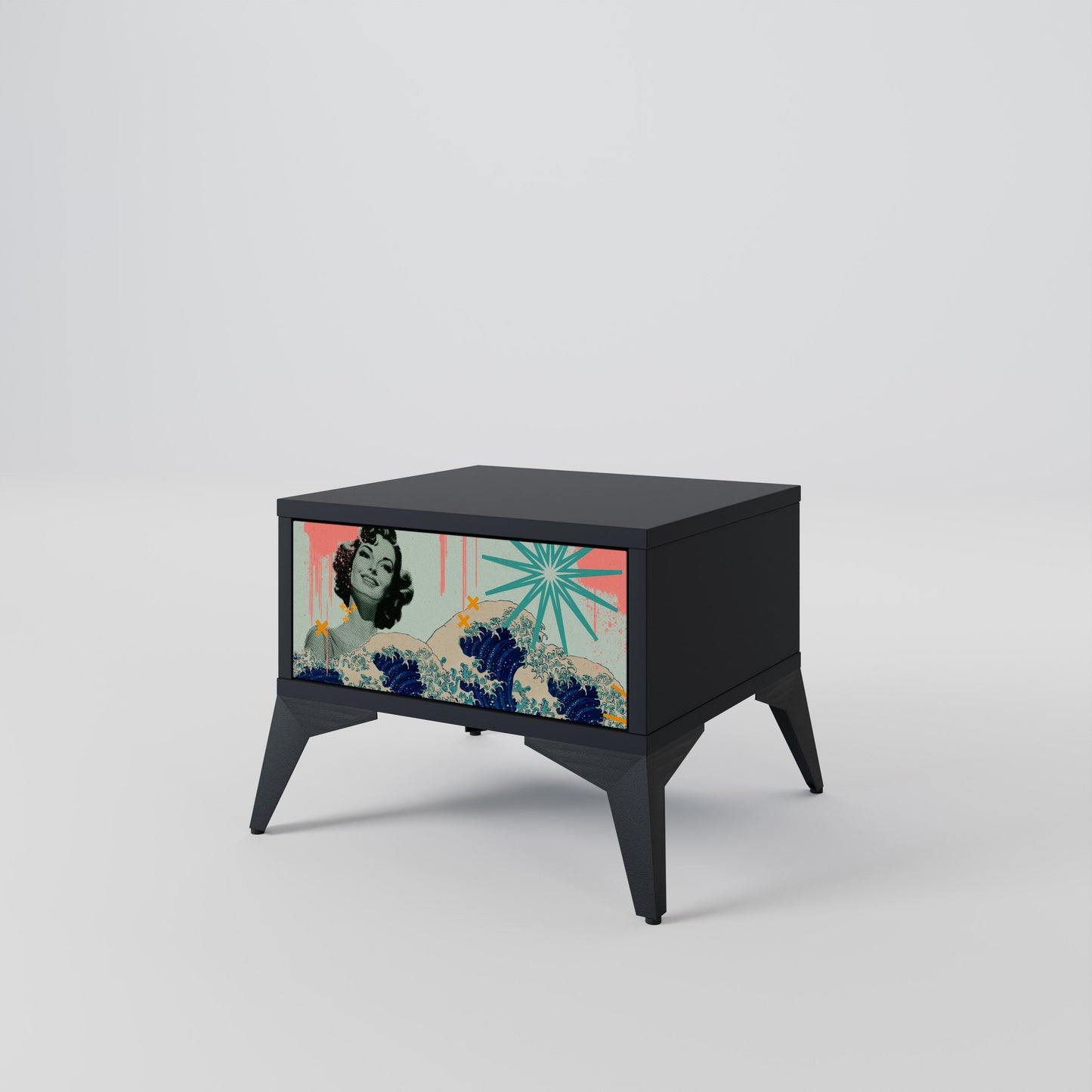 KANAGAWA BEAUTY Nattduksbord i svart finish