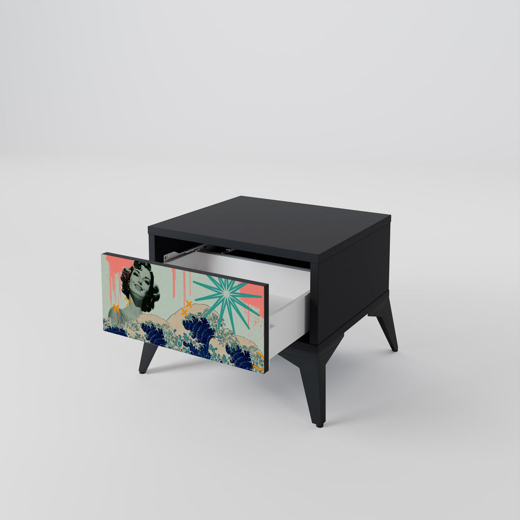 KANAGAWA BEAUTY Nattduksbord i svart finish