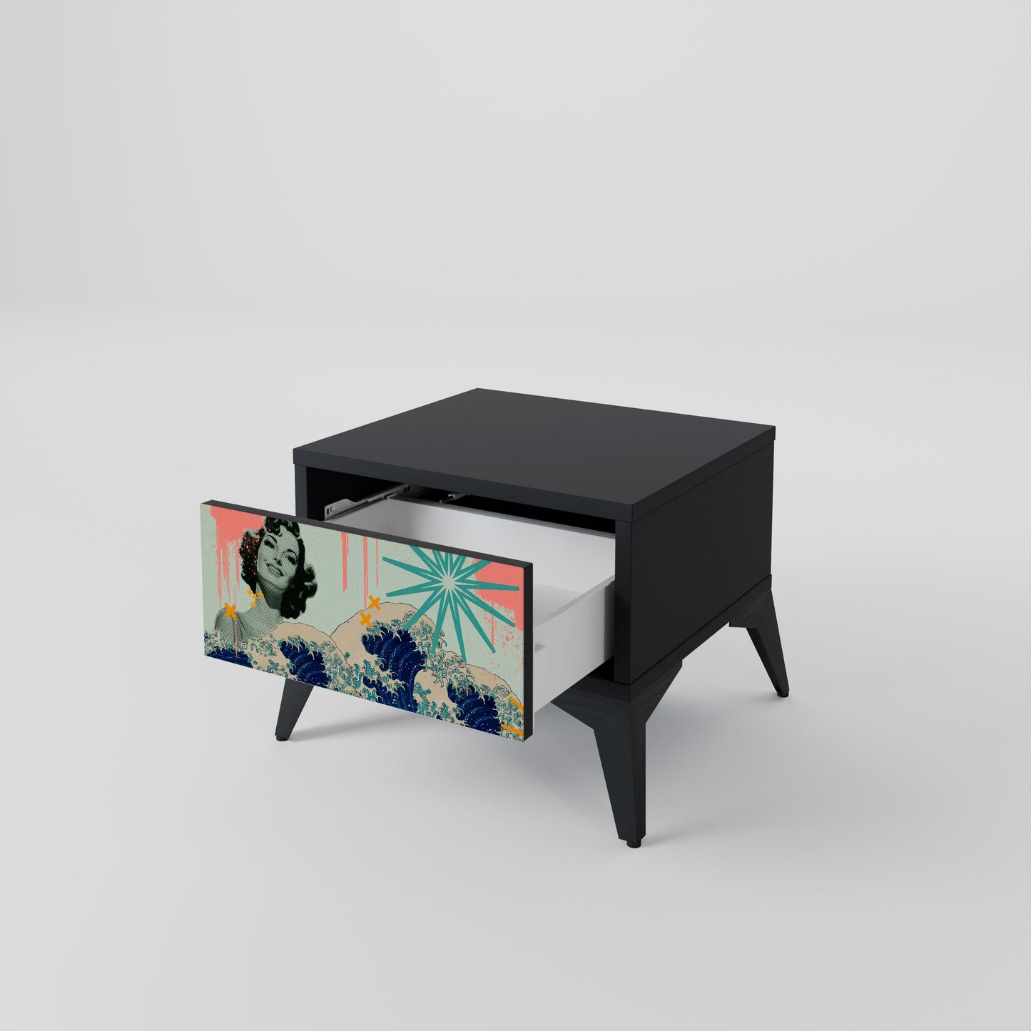 KANAGAWA BEAUTY Nattduksbord i svart finish