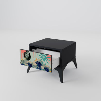 KANAGAWA BEAUTY Nattduksbord i svart finish