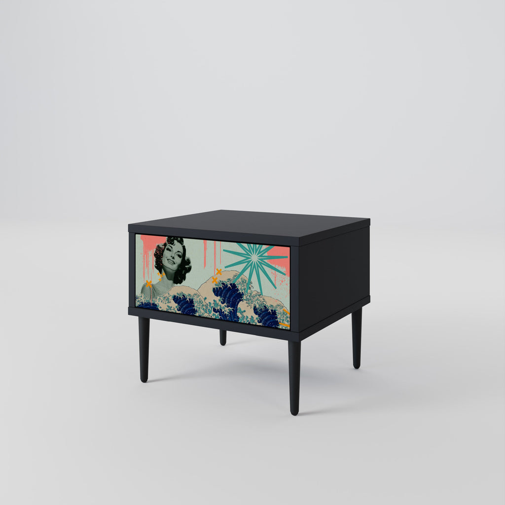 KANAGAWA BEAUTY Nattduksbord i svart finish