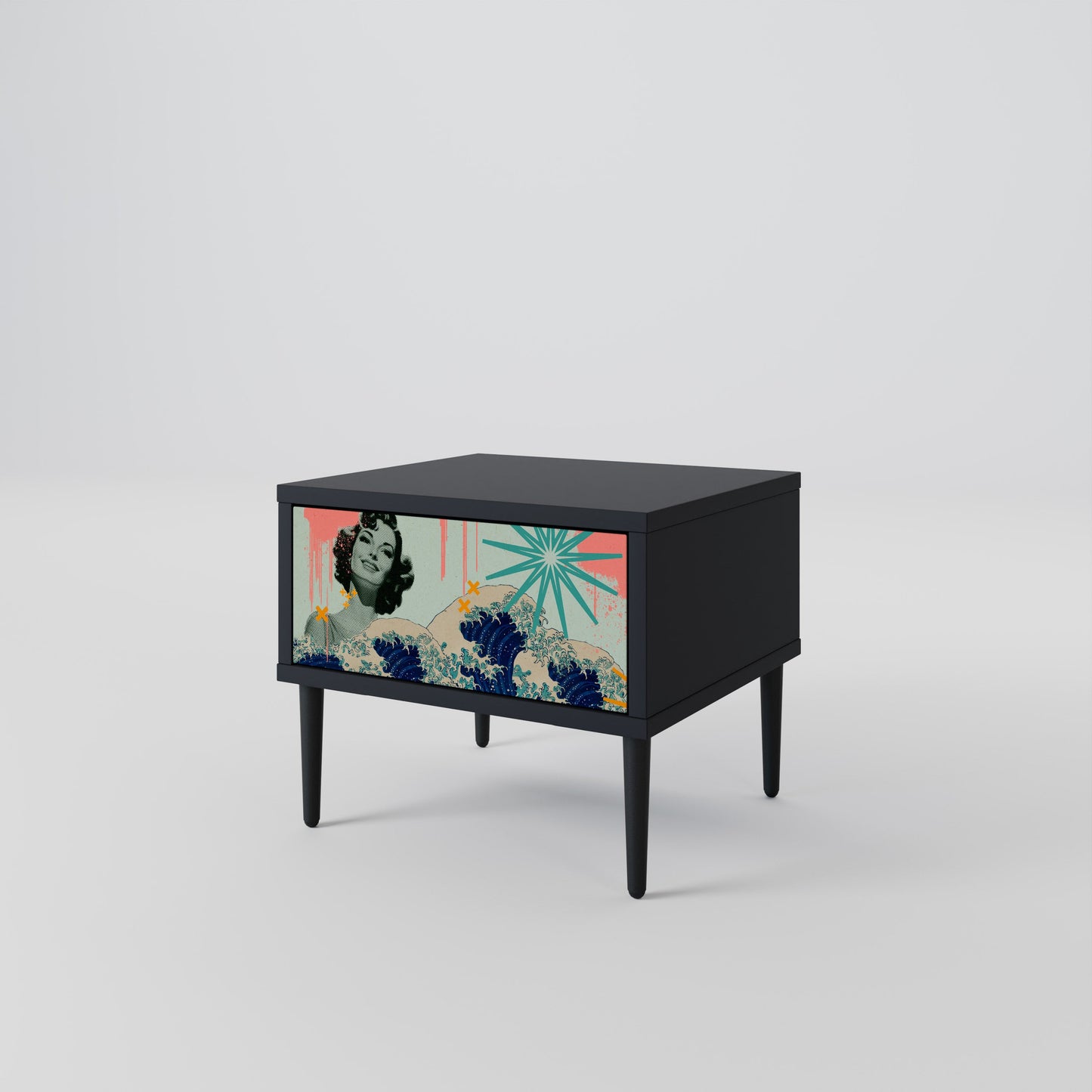KANAGAWA BEAUTY Nattduksbord i svart finish