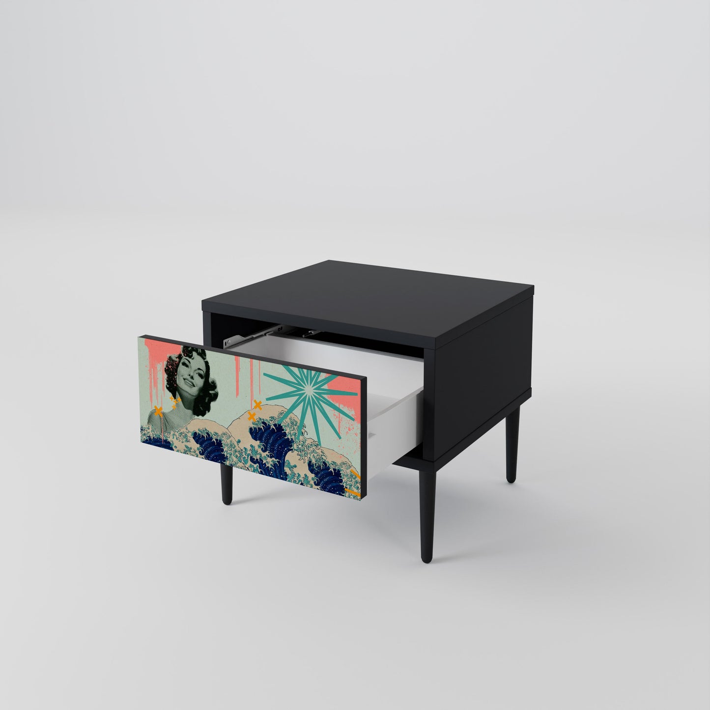 KANAGAWA BEAUTY Nattduksbord i svart finish