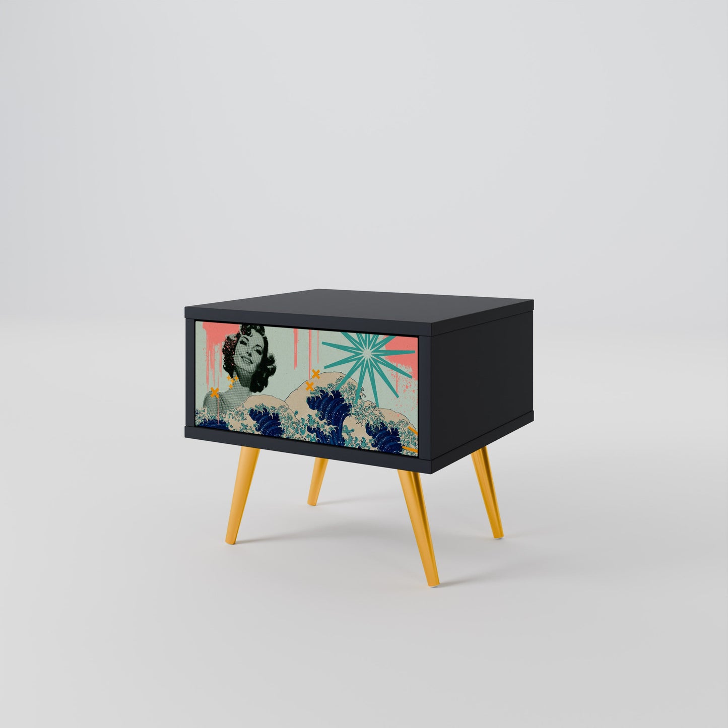 KANAGAWA BEAUTY Nattduksbord i svart finish