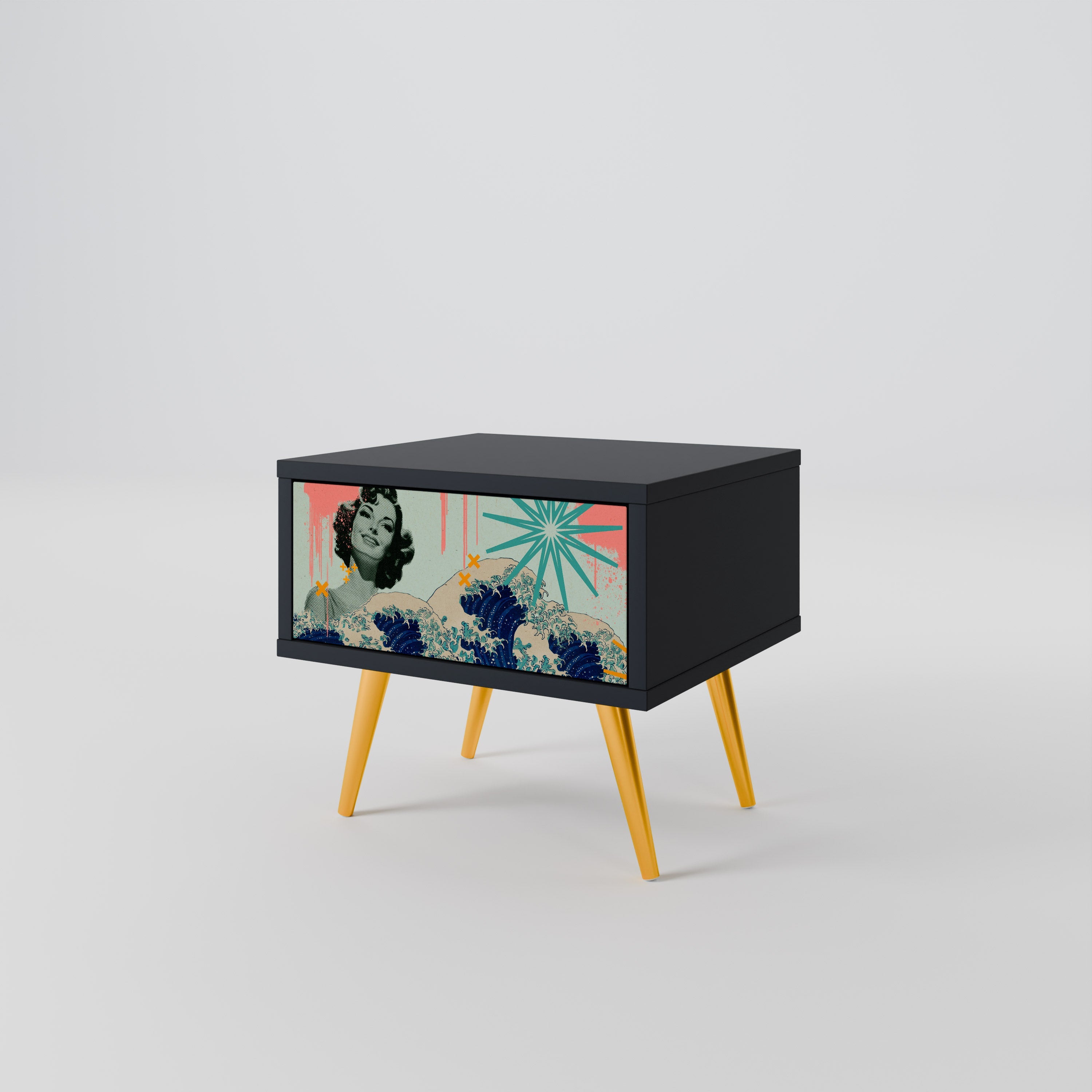 KANAGAWA BEAUTY Nattduksbord i svart finish