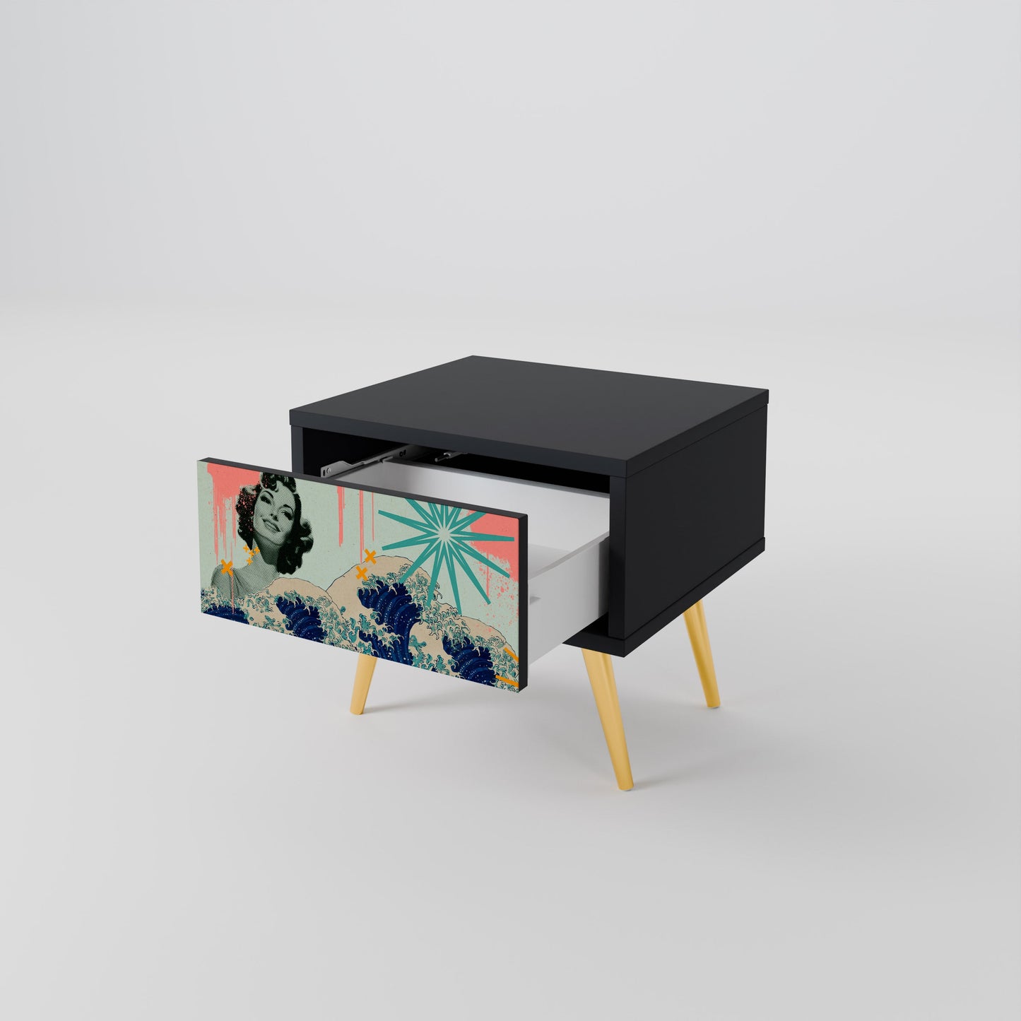 KANAGAWA BEAUTY Nattduksbord i svart finish