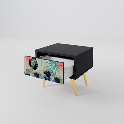 KANAGAWA BEAUTY Nattduksbord i svart finish