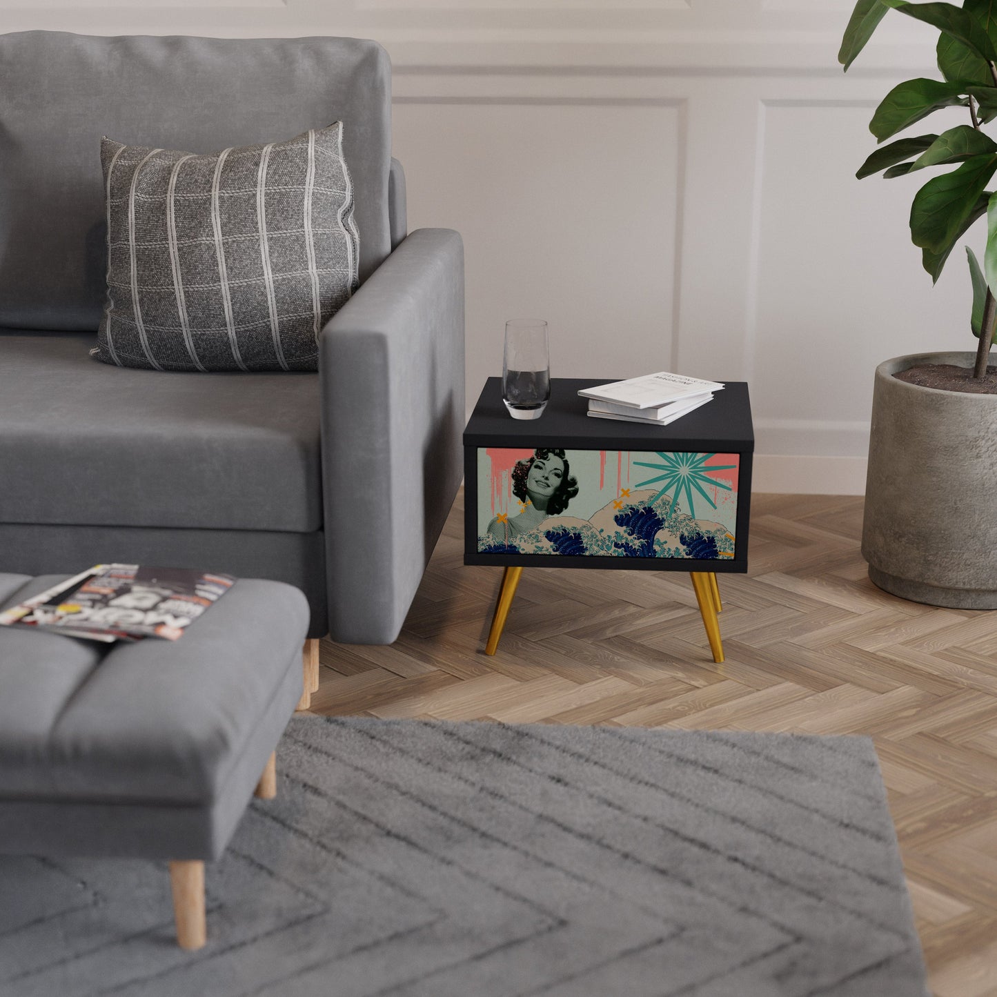 KANAGAWA BEAUTY Nattduksbord i svart finish