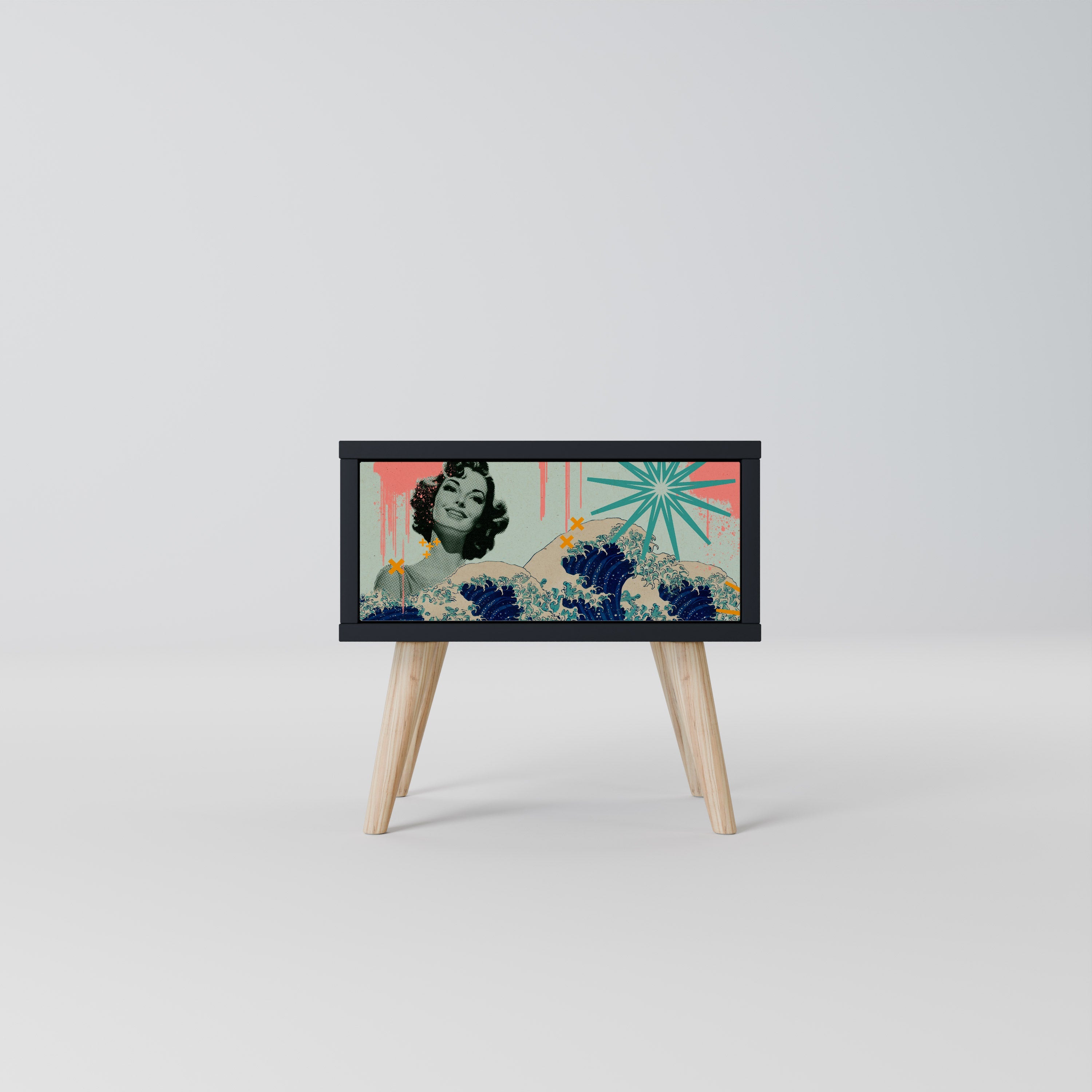 KANAGAWA BEAUTY Nattduksbord i svart finish