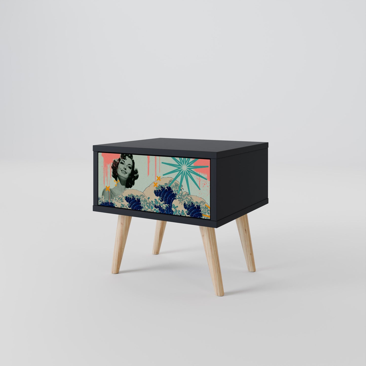 KANAGAWA BEAUTY Nattduksbord i svart finish