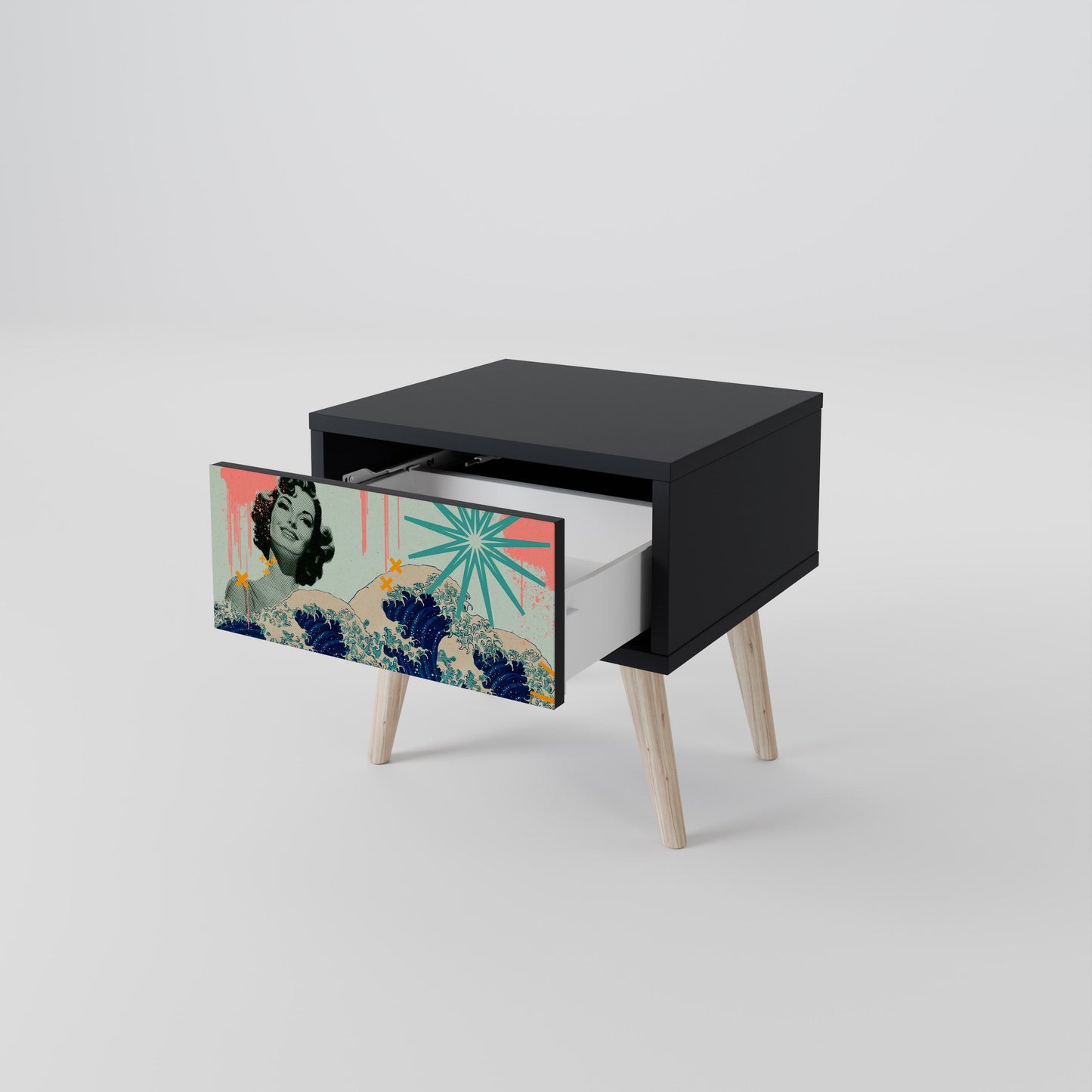 KANAGAWA BEAUTY Nattduksbord i svart finish
