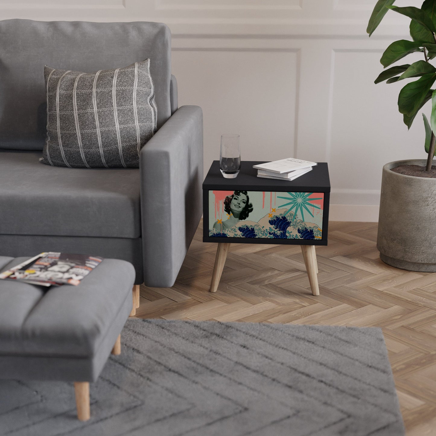 KANAGAWA BEAUTY Nattduksbord i svart finish