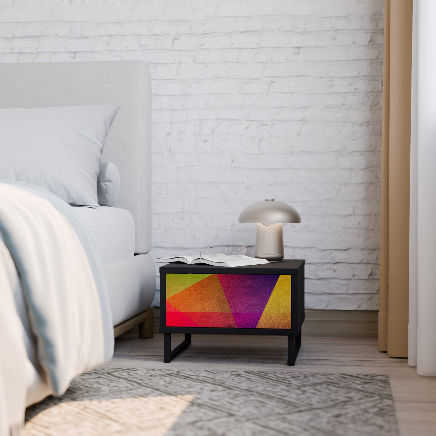 VIVID GEOMETRIE Nattduksbord i svart finish