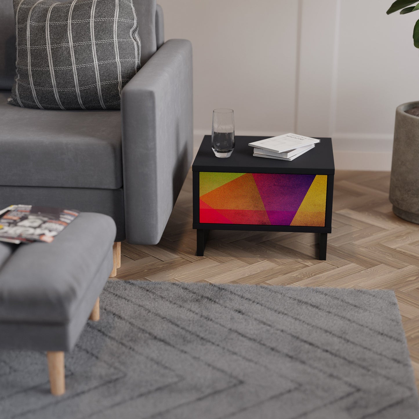 VIVID GEOMETRIE Nattduksbord i svart finish