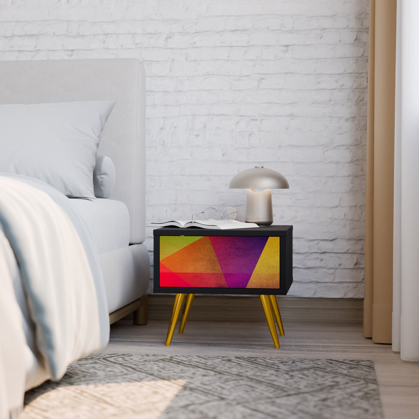 VIVID GEOMETRIE Nattduksbord i svart finish
