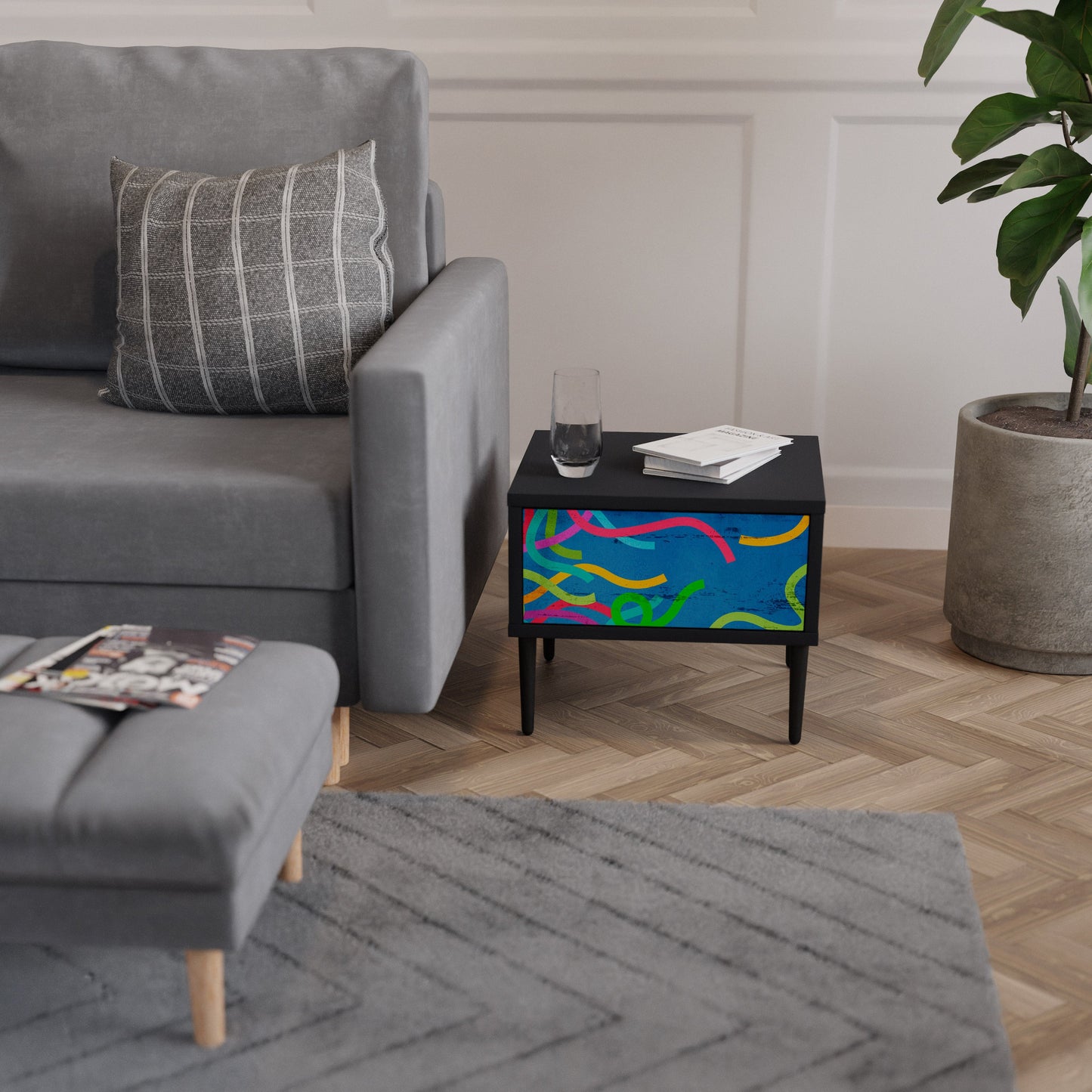 STREAMER TANGLE Nattduksbord i svart finish