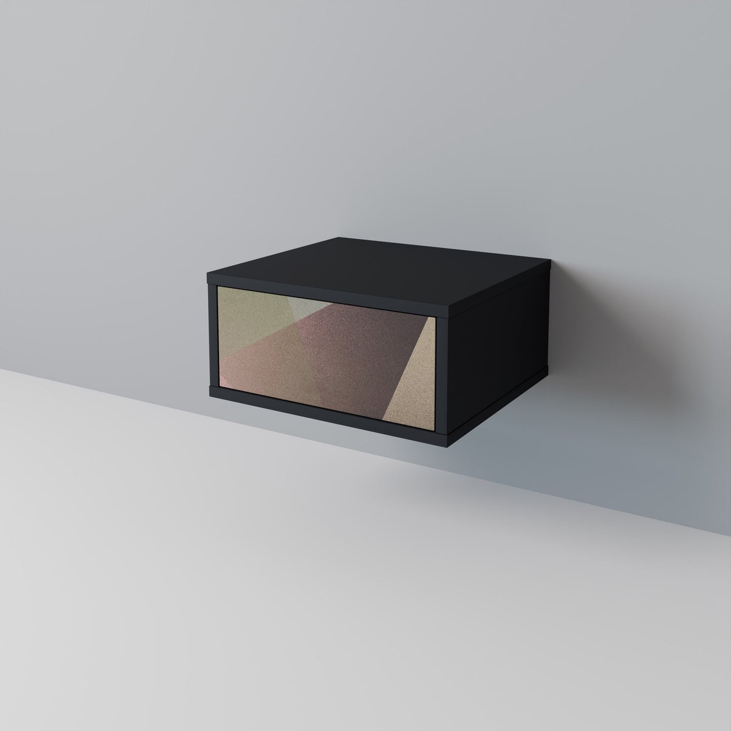 Nattduksbord i beige geometri i svart finish