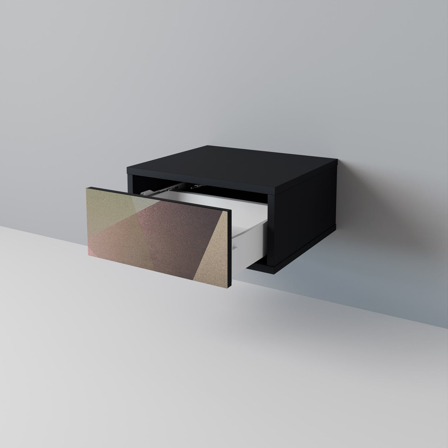 Nattduksbord i beige geometri i svart finish